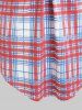 Plus Size Plaid Roll Up Sleeve Irregular Top -  