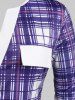 Plus Size Plaid Roll Up Sleeve Irregular Top -  