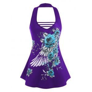 

Plus Size Open Back Floral Print Tank Top, Concord