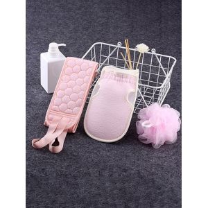 

3Pcs Scrubbing Towel Shower Bath Puff Sponge Set, Pink