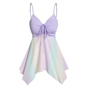 

Hanky Hem Rainbow Print Cinched Cami Top, Light purple