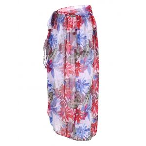 

Tie Side Flower Print Maxi Beach Skirt, Multi