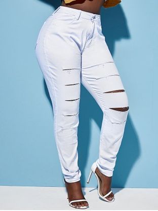 Skinny Ladder Ripped Cutout Plus Size Jeans