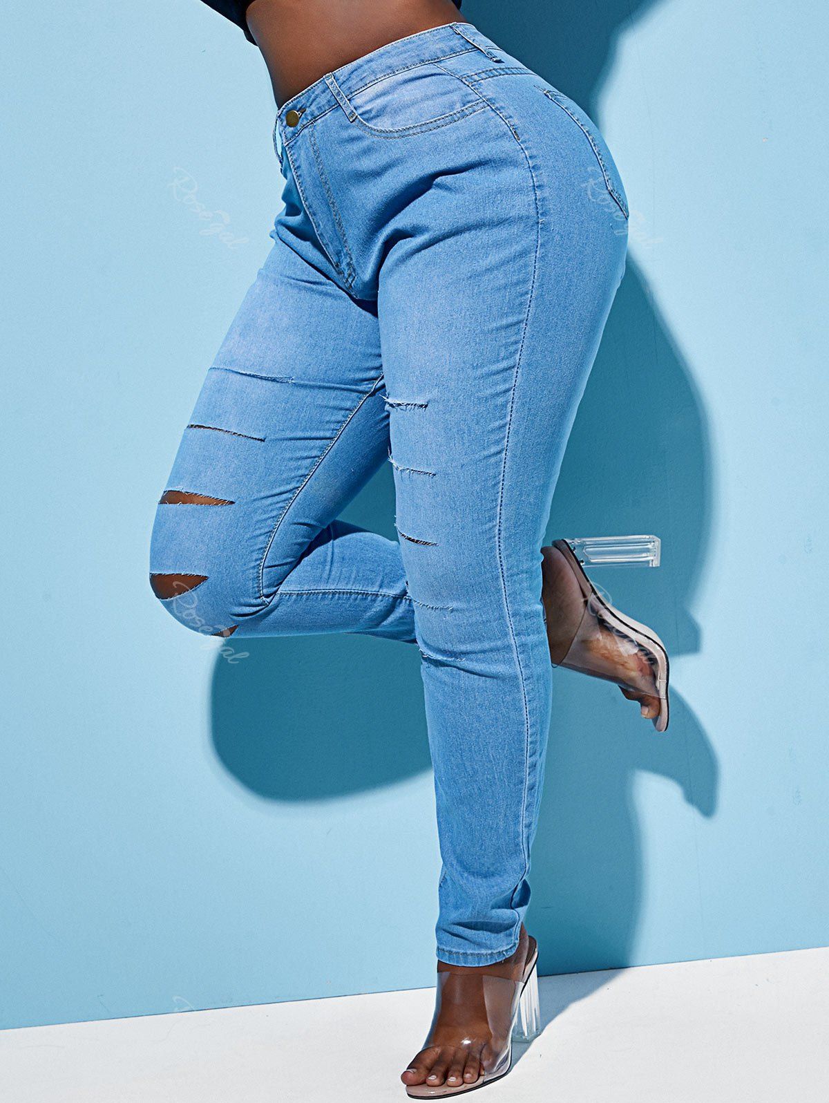 Latest Skinny Ladder Ripped Cutout Plus Size Jeans  
