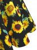 Sunflower Print Mock Button Criss Cross Dress -  