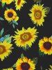 Sunflower Print Mock Button Criss Cross Dress -  