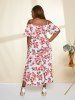 Plus Size Cold Shoulder Floral Print High Low Cottagecore Dress -  