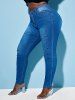 Skinny Ladder Ripped Cutout Plus Size Jeans -  
