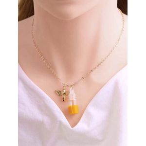 

Bee And Honey Pot Pendant Necklace, Golden