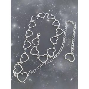 

Cut-Out Heart Waist Chain Belt, Silver
