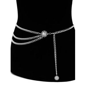 

Multi-Layered Waist Chain Belt, Silver