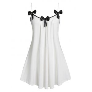 

Plus Size Bowknot A Line Cami Sleep Dress, White