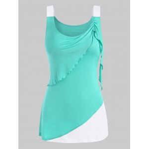 

Two Tone Drape Detail Tank Top, Light green