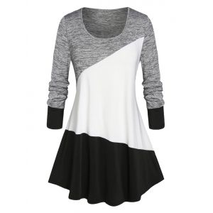 

Plus Size Colorblock Casual T Shirt, Multi