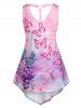Plus Size & Curve Watercolor Floral Butterfly Ring Cutout Tank Top -  