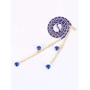 

Faux Pearl Pendants Dress Skinny Waist Chain, Blue