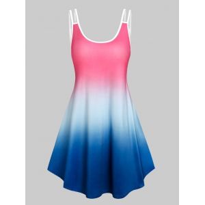 Sleeveless Ombre Color Tent Dress, Blue