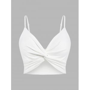 

Plus Size Front Twist Bra Top, White