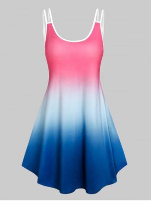Sleeveless Ombre Color Tent Dress