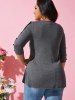 V Neck Crochet Lace Trim Plus Size Top -  