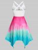 Plus Size Crisscross Ombre Color Handkerchief Dress -  