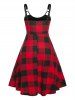 Plus Size Vintage Cutout Plaid Midi Dress -  