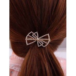 

Bowknot-Shaped Faux Pearl Hair Clip, Golden