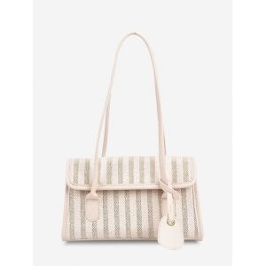 

Brief Striped Cover Shoulder Bag, White