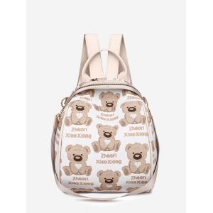 

Bear Print Multi Strap Backpack, White