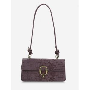 

Rectangle Stone Grain Knotted Shoulder Bag, Purple