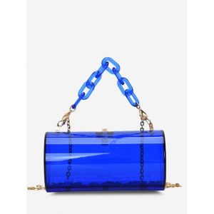 

Cylinder Transparent Chain Crossbody Bag, Blue