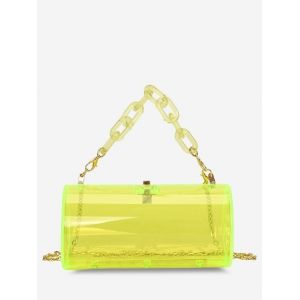 

Cylinder Transparent Chain Crossbody Bag, Yellow