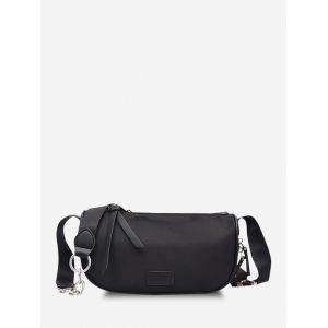 

Solid Zippers Casual Crossbody Bag, Black