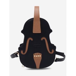 

Retro Violin Shape Multi-use Crossbody Bag, Black