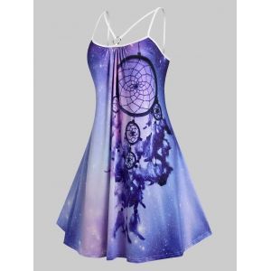 

Plus Size Galaxy Tie Dye Ring Cami Dress, Purple