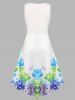 Robe Asymétrique à Imprimé Fleurs et Papillon Grande Taille - Blanc 3X