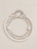 Triple Layer Faux Pearl Chain Necklace -  