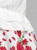 Plus Size & Curve Tie Shoulder Floral Print Plunge Tank Top -  