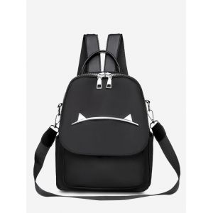 

Metal Cat Ear Pattern Backpack, Black