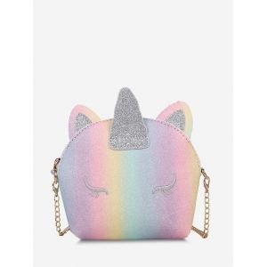 

Chain Glitter Unicorn Shape Crossbody Bag, Light pink