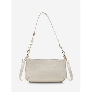 

Embossed Faux Pearl Shoulder Bag, Crystal cream