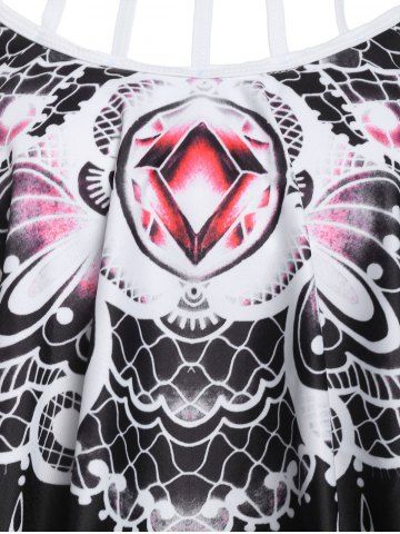 Abstract Butterfly Print Padded Gothic Tankini Set