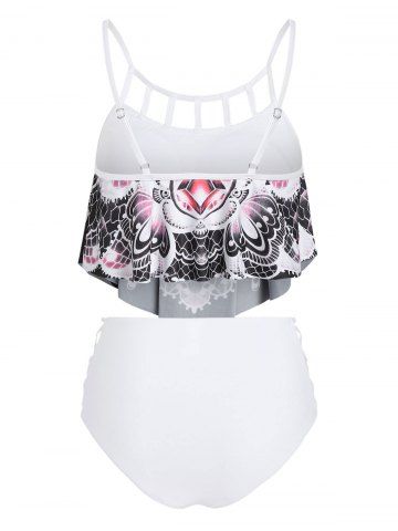 Abstract Butterfly Print Padded Gothic Tankini Set