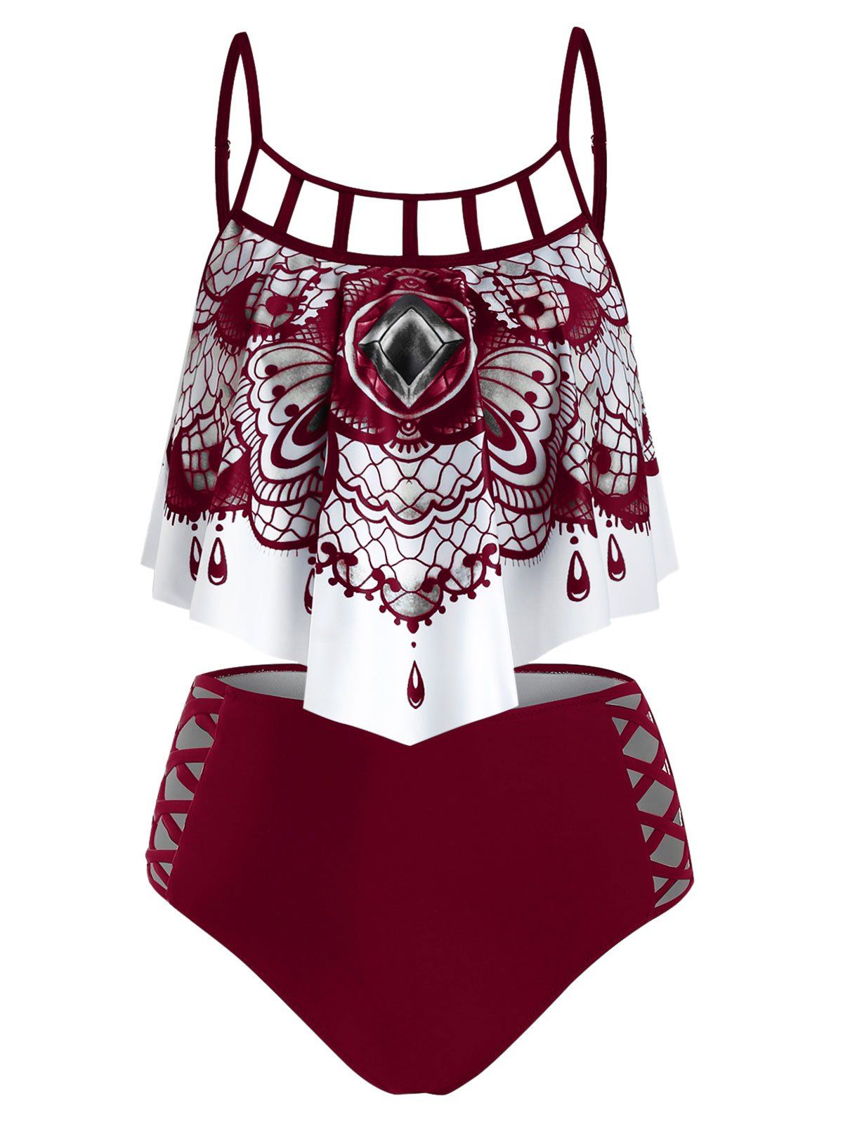 Abstract Butterfly Print Padded Gothic Tankini Set [27 OFF] Rosegal