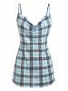 Plus Size Draped Open Top and Plaid Cami Top Set -  