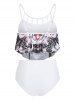 Abstract Butterfly Print Padded Gothic Tankini Set -  