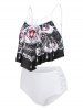 Abstract Butterfly Print Padded Gothic Tankini Set -  