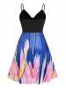 Plus Size Ruched Abstract Print Cami Dress -  