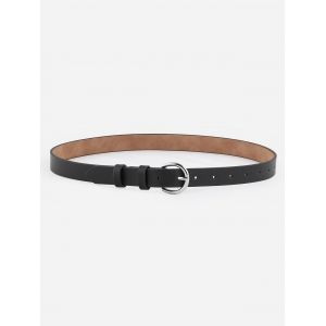 

Minimalistic Silver Tone Buckle Belt, Black