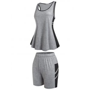 

Plus Size Colorblock Shorts Pajamas Set, Gray